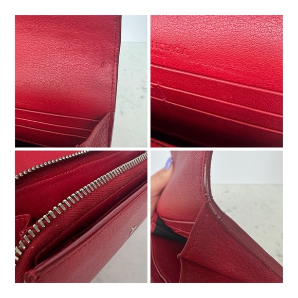 Balenciaga Red Leather Envelope Crossbody Wallet WOC - Picture 11 of 13